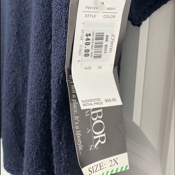 Sag Harbor navy short sleeve sweater 2X NWT - Picture 3 of 3